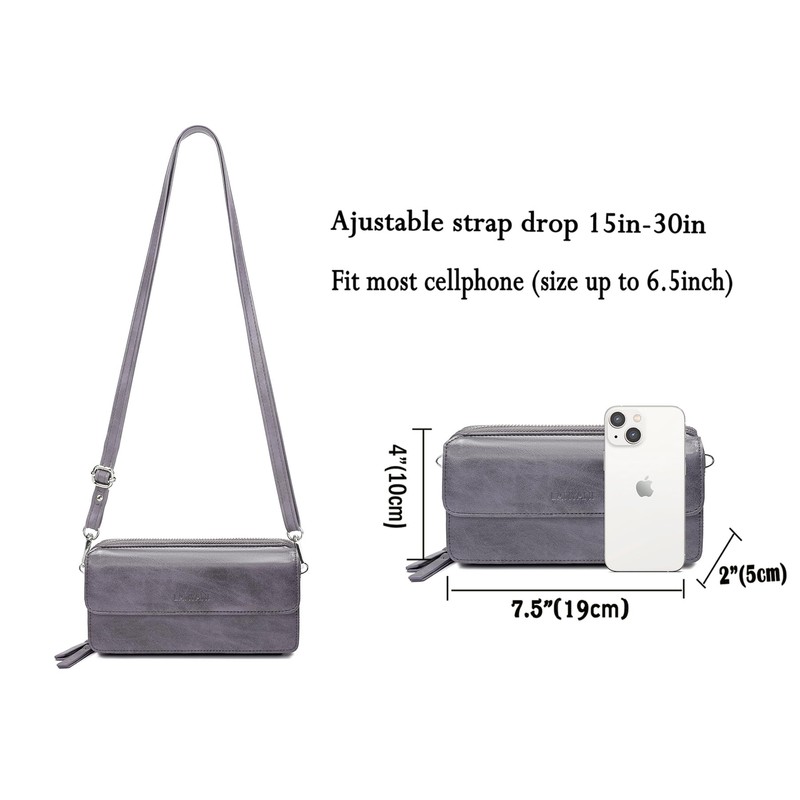Lanyani RFID Crossbody Wallet Wristlet Purse with Phone Pocket For