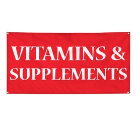 Vinyl Banner Multiple Sizes Vitamins & Supplements F Business Outdoor Weatherproof Industrial Yard Signs 4 Grommets 16x40Inches