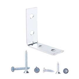 (Pack of 20 pcs) 40 x 40 mm Hardware Bright Zinc Plated Galvanized Steel Corner Joint 90 Degree Braces Brackets Plates with Screws Included (20)