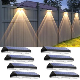 Solar Fence Lights Outdoor Waterproof LED - 3000/4000/6000K 3 Mode, IP65 Waterproof Fence Lights Solar Powered, Solar Wall Lights for Outside, Backyard/Step/Patio/Deck Fence/Stair Railings (12 pack)