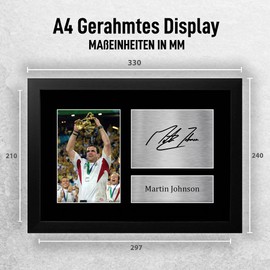 HWC Trading FR Martin Johnson England Gifts Printed Autograph Picture For Rugby Union Fans Signed - A4 Framed