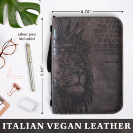 Bible Cover, The PCG Store Bible Case with Pen (9.69" L x 6.75" W), Bible Covers Italian Leather, Bible Carrying Case for Women and Men