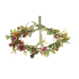 Xinyanmy Flower Wreath Hair Flower Crown for Girls Women Artificial Flowers Crown Flower Headband Hair Flower Wreath Headband with Ribbon for Party Festival Wedding Ceremony