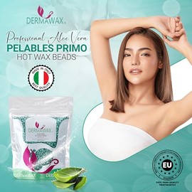 DERMAWAX Dermawax Aloe Vera Film Wax Beads 1000g - Stripless Waxing for Full Body, Face, Bikini, and Brazilian Hair Removal - Soft, Low-Temperature Made in Italy for All Skin Types (1 kg, Aloe Vera)