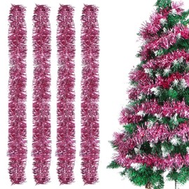 Bluelves Christmas Garlands, 4 Pieces Tinsel Christmas Tree, 2 m Tinsel Garland, Garland Christmas Tree, Christmas Decoration Tinsel for Christmas Tree, Christmas Party, Birthday Party Decoration