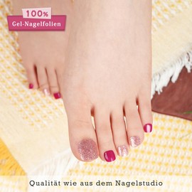 DANNI & TONI Semi-Cured Gel Nail Foils (Twilight Tango) Purple Pink Glitter Shiny Gel Nail Stickers, Pedi Wraps Toenails Nail Foil Pedicure Wraps 37 Stickers