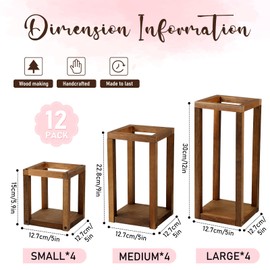 Yaomiao 12 Pcs Wooden Wedding Lantern Centerpiece Rustic Wooden Candle Holders Decorative Lantern Candle Holder Farmhouse Lantern for Table Fireplace Wedding Party Baby Shower Room Decor Gift