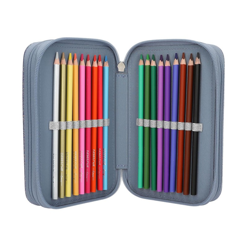 Depesche 13149 TOPModel Wolf-Filled 3-Compartment Pencil Case in Dark Blue,