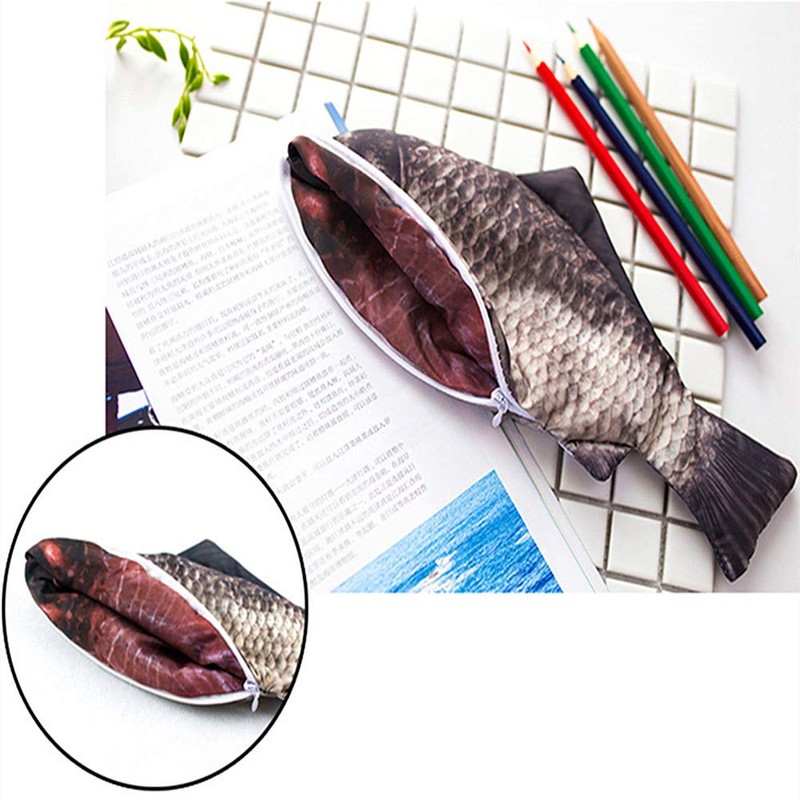 NA Fish Pen Bag Funny Pencil Case Fish Shape Zipper