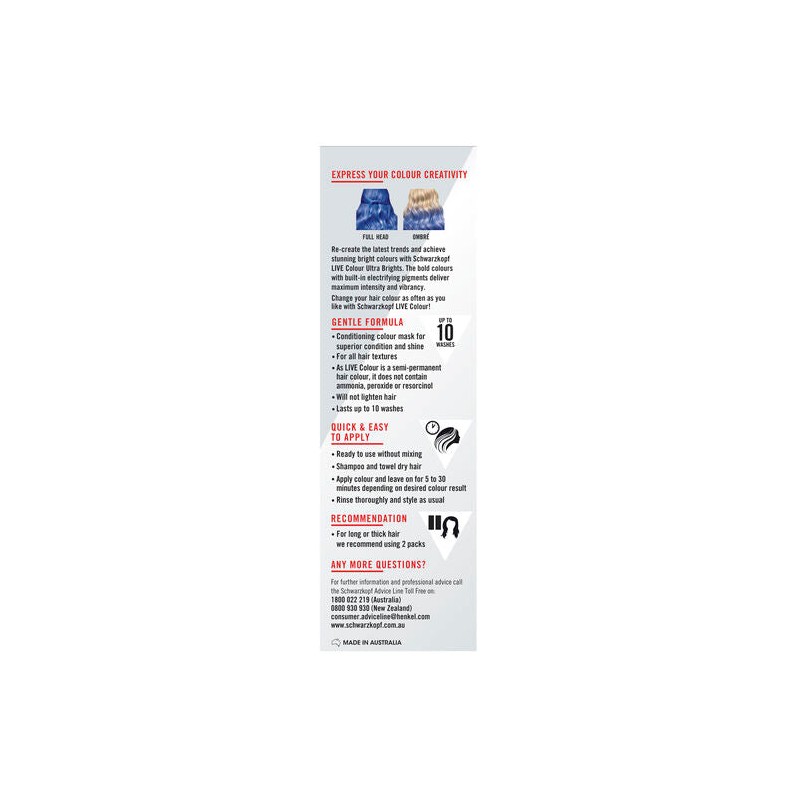 Schwarzkopf Live Colour Ultra Brights Electric Blue 75ml