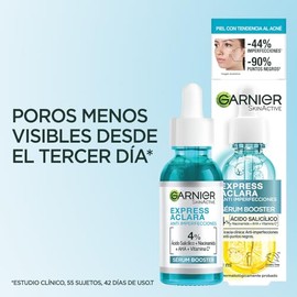 Garnier Express Aclara Sérum Anti Imperfecciones, con Concentrado de Vitamina C, Ácido Salicílico y Niacinamida para Piel Grasa y/o con Tendencia al A