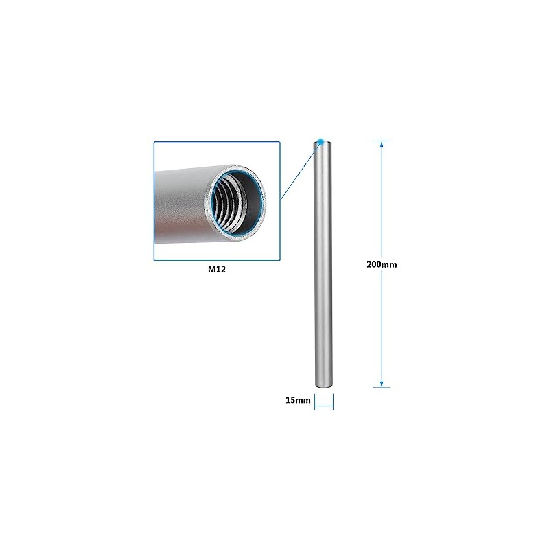 CAMVATE 15 mm Aluminium Rod Pair (Silver-White, 7.87 Inches) -