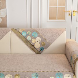 JoraLion Boho Jacquard Armrest Backrest Cover 36"x36" - Sofa Arm & Back Rest Protector Only, Washable Non Slip Furniture Protector Slipcover for Cushion Couch Sofa, 1pc, Khaki