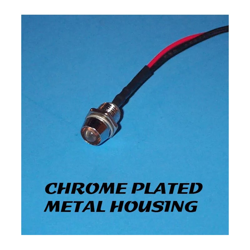 n/a FLASHING LED 5mm 12V CHROME BEZEL RED-BLUE ALTERNATING