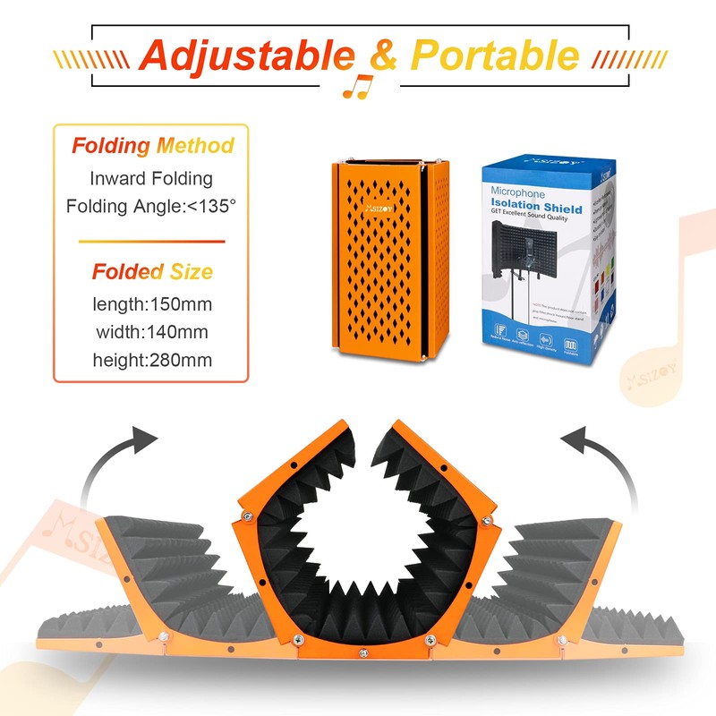 Sound Recording Microphone Isolation Shield Mic Soundproof Foam for Gaming