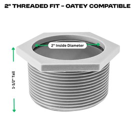 2” Threaded Shower Drain Adapter Compatible with Oatey and Other 2" Drains - Threaded Coupler with Rubber Gasket O-Ring for Adjustable Height Linear & Square Drain