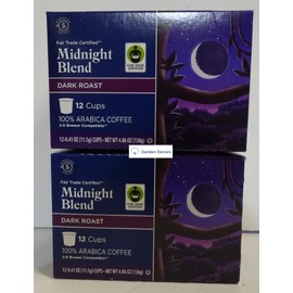Barissimo Fair Trade Certified Coffee Midnight Blend Dark Roast 12 Cups 4.86oz 138g (2 Boxes)