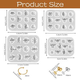 Voyyphixa Molde de resina para arete, 106 piezas de moldes de silicona con respaldo de arete, kit de fabricacin de joyas de resina epoxi para manualidades