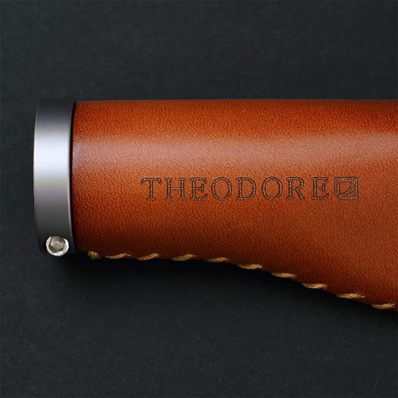 THEODORE CYCLE GRIP Bicycle Grip Genuine Italian Leather (128 Brown)