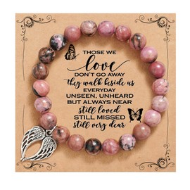 Sympathy Gifts Red Beads Bracelet with Angle Wings Jewelry Gifts for Women Those We Love Don'T Go Away they Walk Beside Us Everyday Unseen Unheard but Always Near Still Missed Still Loved and Every Dear