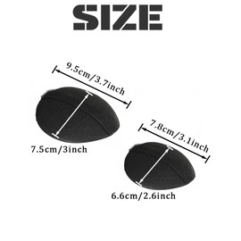 2 Pairs Black Sponge Bump IT UP Volume Hair Base Styling Insert Tool Hair Pad Hair Bun Maker Hair Accessories (2Large+2Small)