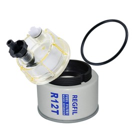REGFIL R12T Marine Fuel Filter/Water Separator Racor S3240 120AT 18-7947 35-60494-1 with Clear Drain Bowl 30 Micron Automotive Replacement Part（R12t Fuel Filter)