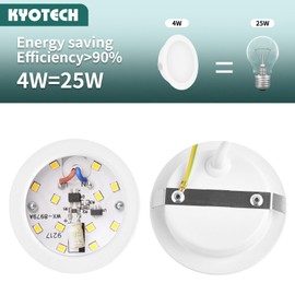 KYOTECH KYOTECH LED recessed spotlight 230V 4W G4 LED 3 color temperature 3000K/4000K/6000K Furniture recessed spotlight IP44 LED furniture recessed light under-unit kitchen LED drill hole 55-58mm and 20mm flat white set of 6