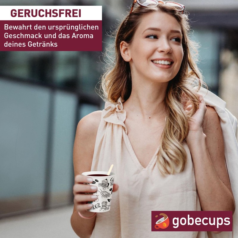 gobecups 100 White Paper Cups 200 ml / 7 oz