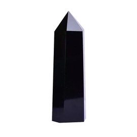 POWERTONE Natural Obsidian Gemstone Point, Hexagonal Column, Weight: 1.1 - 1.6 oz (30 - 43 g), Height Approx. 2.6 - 3.0 inches (6.5 - 7.5 cm), Small Size, Goods, Christmas, New Year, Gift, Healing,