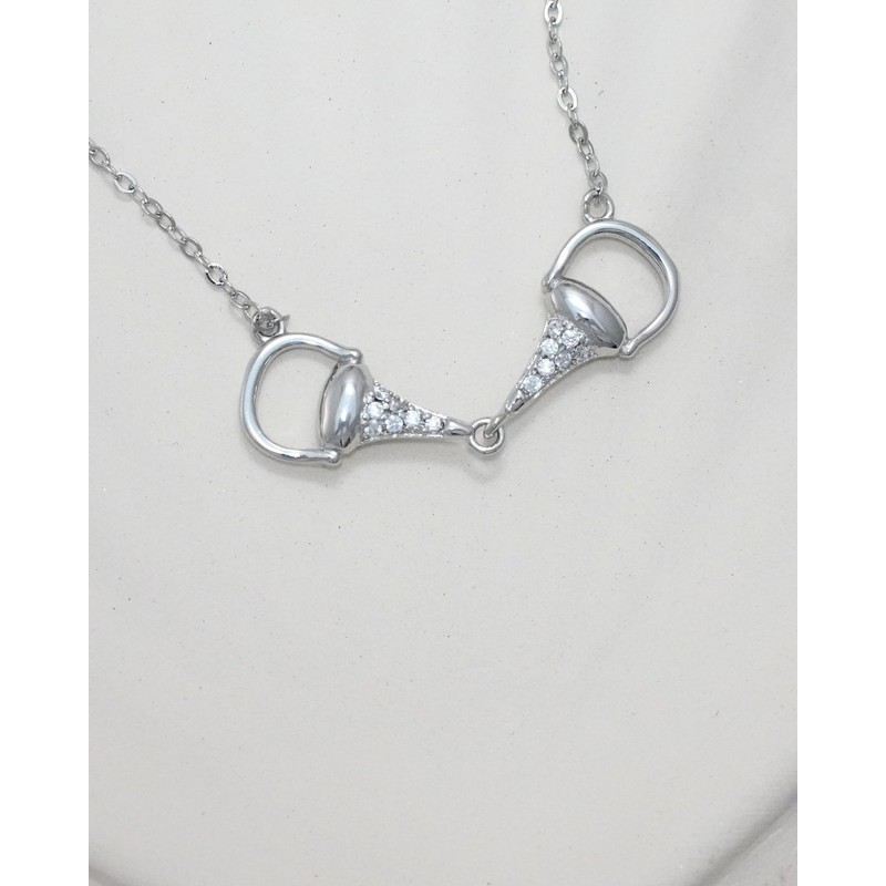 Statement Silver Horse Bit Necklace in Solid 925 Sterling Silver