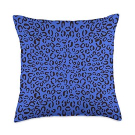 Vintage Cute Leopard Print Vivid Animal Patterns Royal-Blue Leopard Prints Cheetah Pattern Women Girls Cute Throw Pillow, 18x18, Multicolor