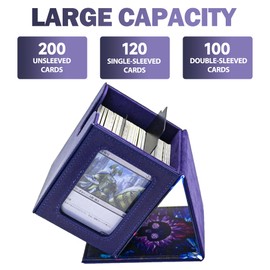 Card Deck Box for MTG Commander Display, Holds 100+ Double-Sleeved Cards,Trading Card Storage Box for TCG/MTG/Sports Cards with 2 Dividers & 1 Toploader