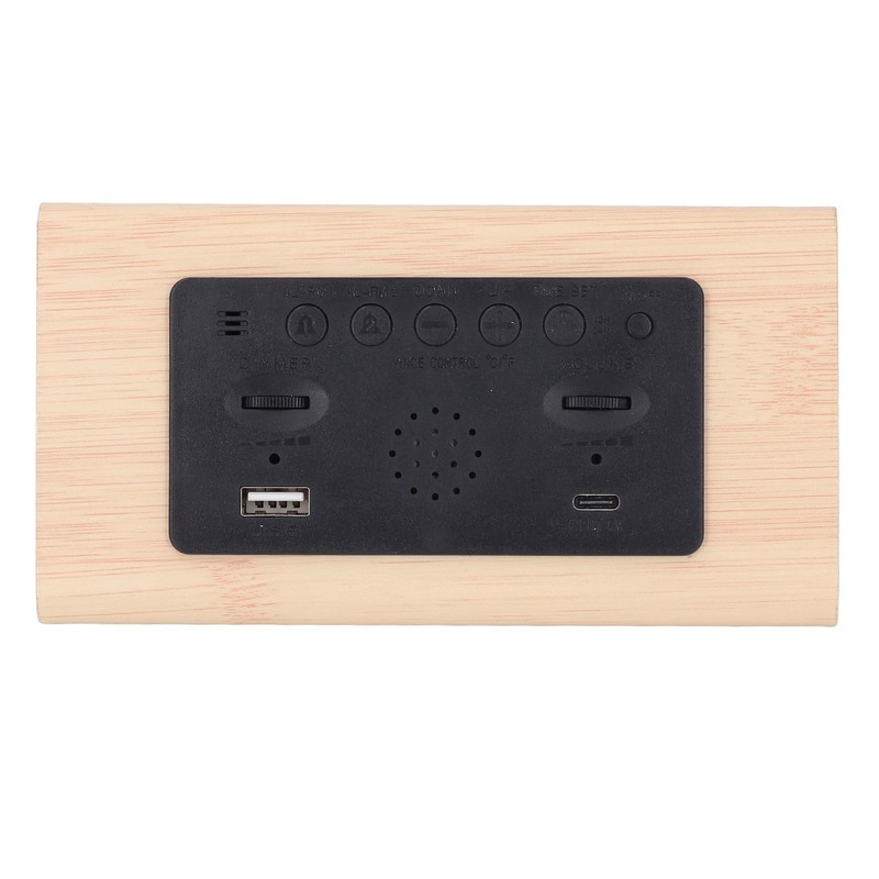 LED Digital Alarm Clock Multipurpose Wooden Clock with Voice Control