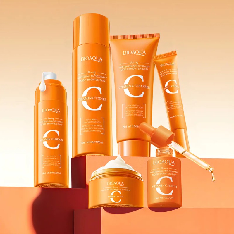 Kit Facial 6 Piezas Vitamina C Acido Con Hialuronico Bioaqua