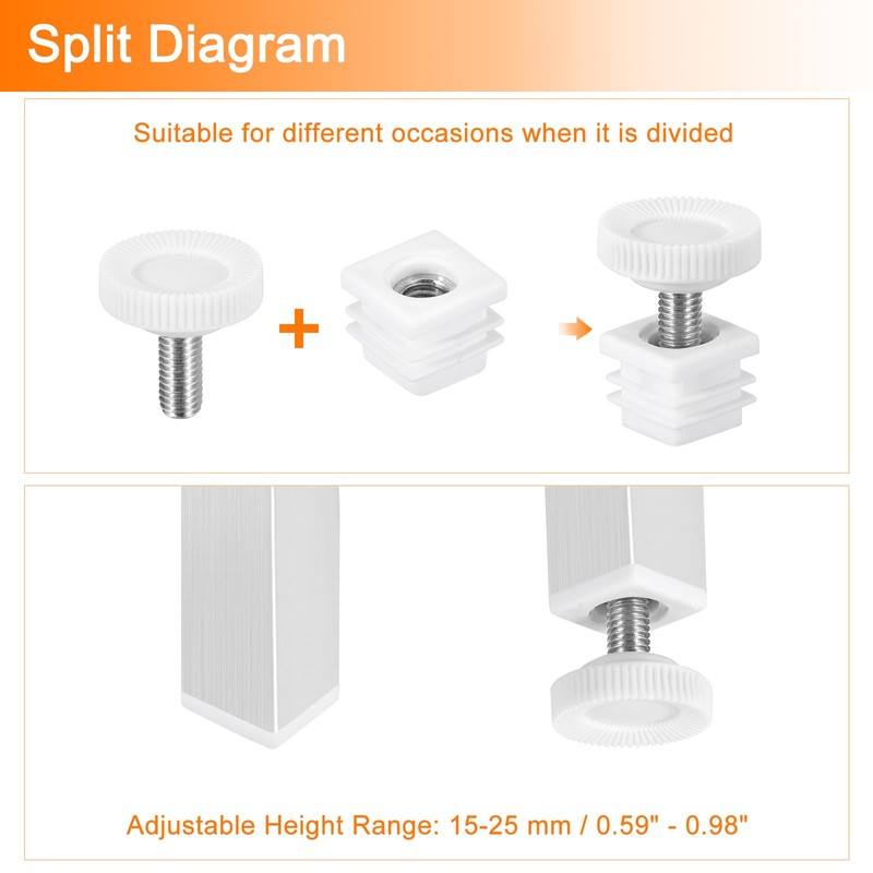 QUARKZMAN Furniture Leveling Feet, 8 Sets 20x20mm - Square Adjustable