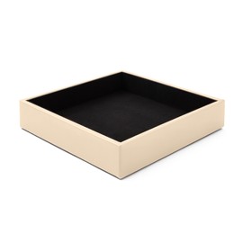 Eglooh - Minerva - Empty Leather Beige - Desk Organiser with Modern Design - Storage Compartment for Keys, Coins, Jewellery - cm 16.5 x 16.5 - Made in Italy