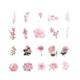 GINCEVHY 160 PCS(4 Pack) Vintage Cherry Blossom Floral Stickers, Natural Sakura Decals, Waterproof Transparent PET Self-Adhesive Decorative Flower Stickers, Aesthetic Scrapbooking