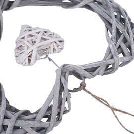 IOOOFU Chic Wicker Hanging Hearts Gray White Artificial Wreaths DIY Heart Wicker for Wedding Birthday Party Wall Hanging Decoration