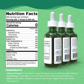 SweetLeaf Sweet Drops Stevia Liquid Sweetener, Variety 3-Pack – Lemon Drop, Valencia Orange, and Berry, 2 Oz Ea