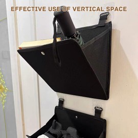 Pack of 2 Hanging Storage, Drill-Free Wall Mount, 45° Opening Storage, Wall Hanging Storage Bag, Waterproof and Tear-Resistant, Suitable for Shoes and Everyday Items (Black)