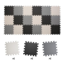 Tamiplay 18 Tiles Foam Play Mat for Baby, 0.4 Inch Thick Foam Interlocking Floor Mats, Soft Non-Toxic Baby Play Mat, Solid Colored Interlocking Floor mats for Toddler(White/Black/Gray)