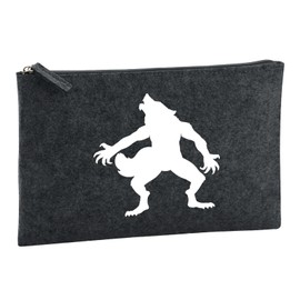 Huuraa Kulturbeutel Werwolf Silhouette Geschenk 1 Liter Charcoal Filz Werwolf Geschenkidee