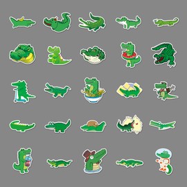 50PCS Crocodile Stickers,Crocodile Stickers,Teens Boys and Girls Sticker Pack Vinyl Skateboard Guitar Door Laptop Luggage Car Bike Water Bottle Birthday Party Supplies Stickers