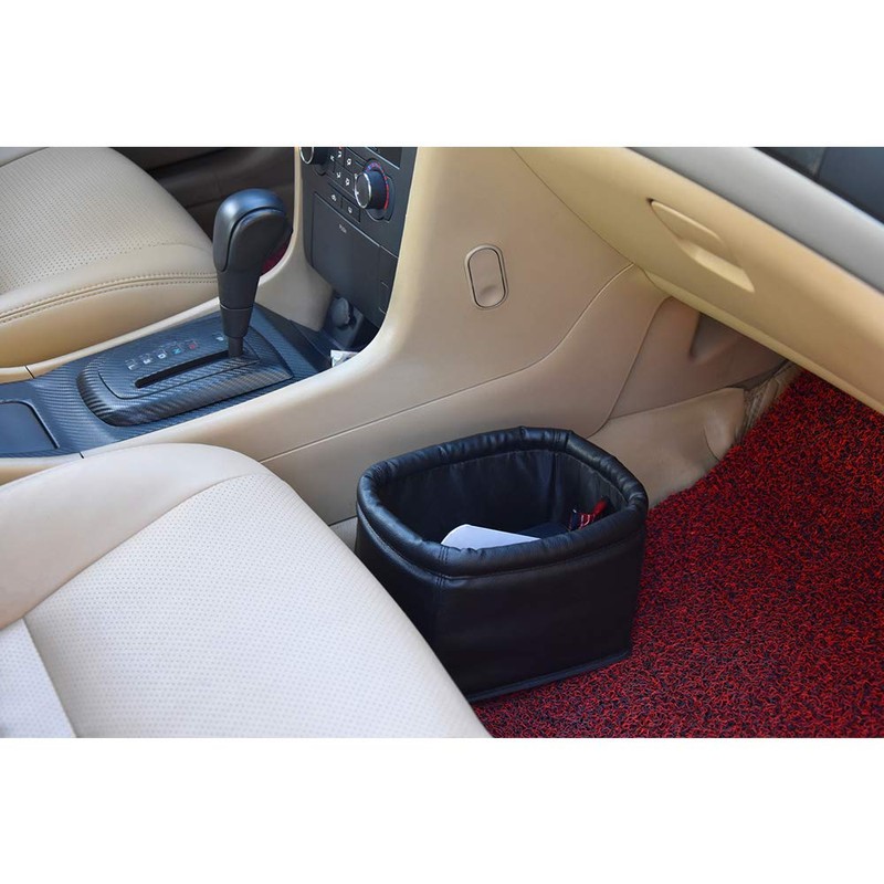 Leather Car Trash Can, Luxury Car Organizer, Leakproof Garbage Can