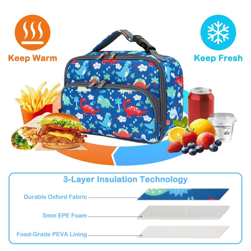 FlowFly Kids Lunch box Insulated Soft Bag Mini Cooer Back