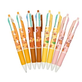 Lopenle 12 Pieces Multicolor Pens 4-in-1 Capybara Ballpoint Pen 4 Colors Retractable Ballpoint Pens For School Home Office