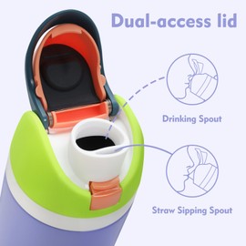 ZAKVOP Thermos Flask with Straw, 710 ml Stainless Steel Drinking Bottle with 2-in-1 Lid, Sports Bottle, BPA-Free, Insulated Bottle for Hot and Cold Drinks Water Bottle