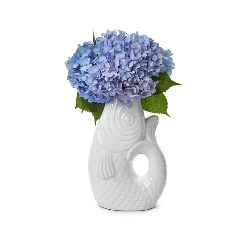 Two's Company Large Fish Vase, 12-Inch, Ceramic, White