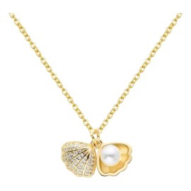 Collar Dije De Concha Con Perla Marina Chapada En Oro De 18k