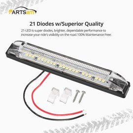 Partsam 4pcs 6" White 12 Led Utility Strip Light Boat Marine Light Bar Trailer Truck RV Camper Caravans Thin led Side Marker Clearance Lights, 6 Inch Under Hood Lights Dome Light Step Lighting